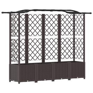 vidaXL Verhoogd Bed met Trellis en Dak Bruin 204 x 40 x 141 cm PP