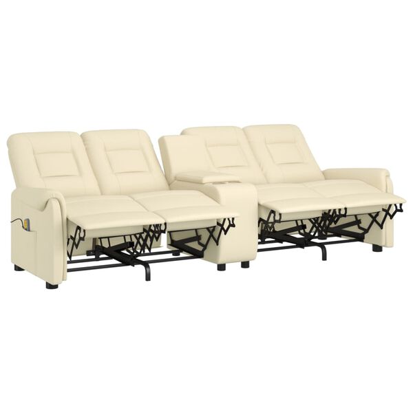 vidaXL Massagestoel 4-zits verstelbaar met bekerhouder crèmekleurig