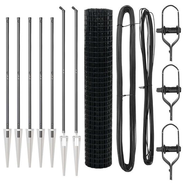 vidaXL Hek met Paal Grijs 1,5 x 10 m Staal en PVC