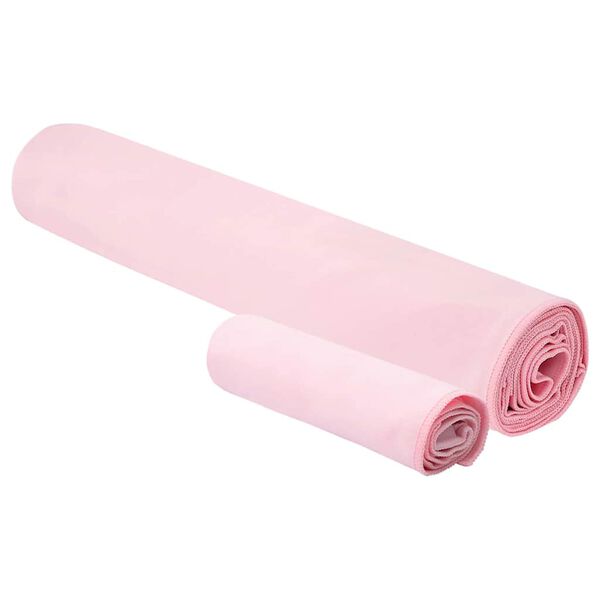 vidaXL Set van Sporthanddoeken 2 pcs Roze Stof