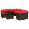 vidaXL 9-delige tuinbankset met kussens, bruin polyrotan