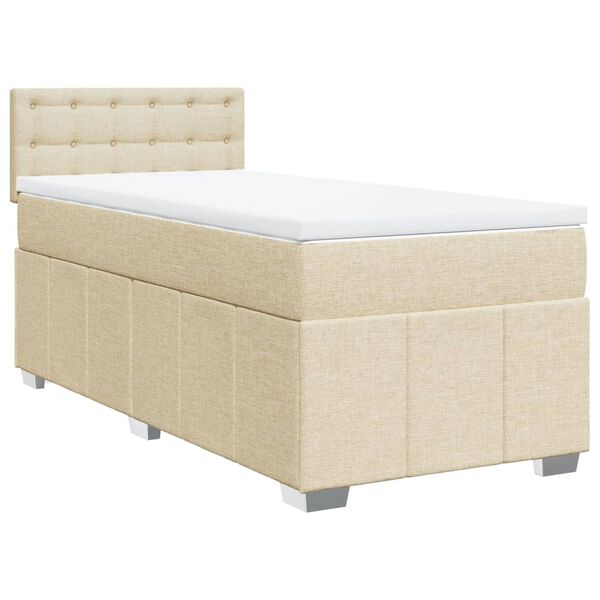 vidaXL Boxspring met matras stof cr&egrave;mekleurig 90x190 cm