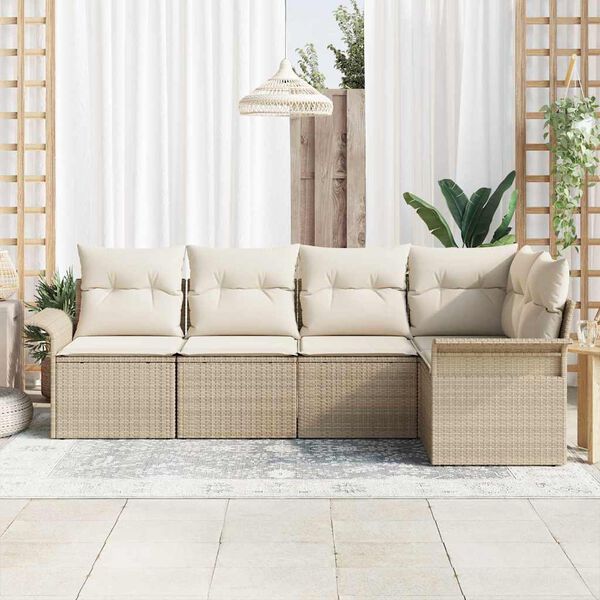 vidaXL Tuin Sofa Set met kussen 5 pcs poly rattan
