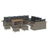 vidaXL Tuin Sofa Set met kussen met opslag 14 pcs Grijs poly rattan
