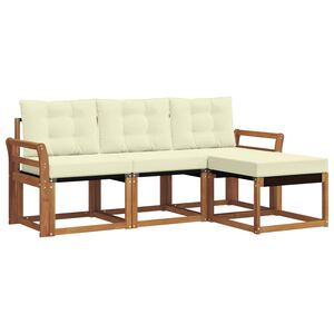 vidaXL Buiten bankenset met kussen 4 pcs Natuurlijk en Cr&egrave;me