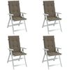 vidaXL Stoelkussens 4 st hoge rug 120x50x4 cm stof gem&ecirc;leerd taupe
