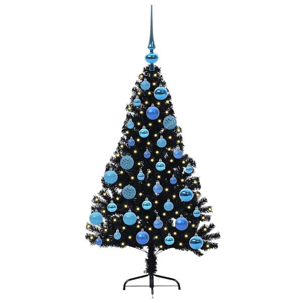 vidaXL Kunstmatig Voorverlicht Kerstboom met 150 LED Zwart 120 cm PVC