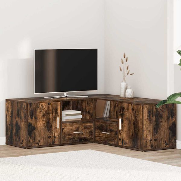 vidaXL Hoekkast 200x40x45 cm bewerkt hout gerookt eikenkleurig