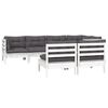 vidaXL 7-delige Loungeset met kussens massief grenenhout wit
