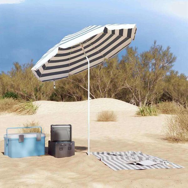 vidaXL Strandparasol Blauw en Wit 206 x 206 x 212 cm
