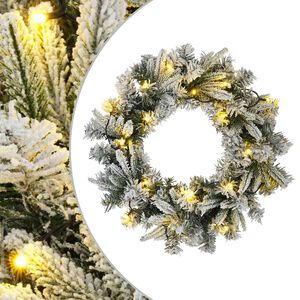 vidaXL Kerstkrans Groen en Wit &Oslash; 30 cm PVC en PE 25 LED's