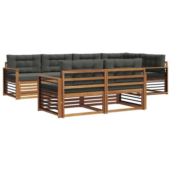 vidaXL Buiten bankenset met kussen 7 pcs Natuurlijk en Antraciet