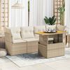 vidaXL 5-delige Loungeset met kussens poly rattan beige