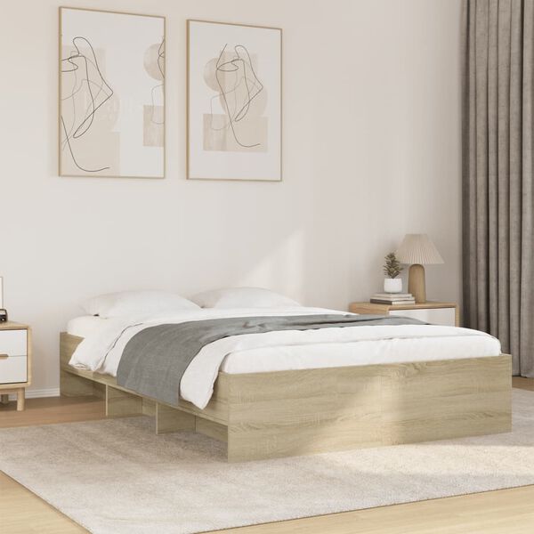vidaXL Bedframe zonder matras hout sonoma eikenkleurig 140x190 cm
