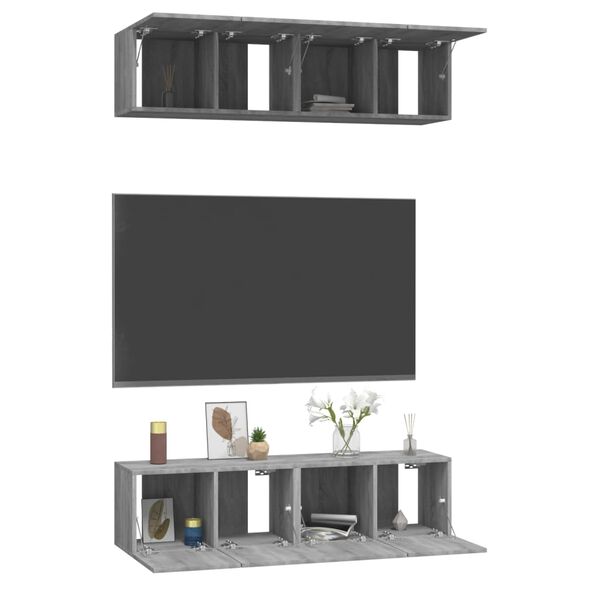 vidaXL Tv-meubelen 4 st 60x30x30 cm bewerkt hout grijs sonoma eiken