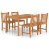 vidaXL 5-delige tuinset 150x90 cm massief teakhout