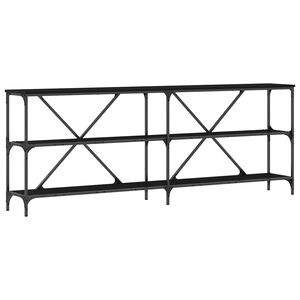 vidaXL Wandtafel met plank Zwart Eiken 200 x 30 x 75 cm Bewerkt hout