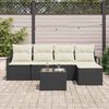 vidaXL Bankstel met kussen 6 pcs Zwart poly rattan