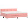 vidaXL Boxspring met matras en LED fluweel roze 200x200 cm
