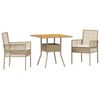 vidaXL Tuin eettafelset 3 pcs Beige poly rattan