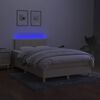 vidaXL Boxspring met matras en LED stof cr&egrave;mekleurig 120x190 cm