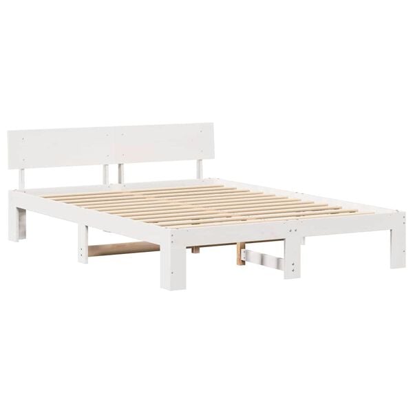 vidaXL Bedframe met hoofdeinde Wit 160 x 200 cm Massief grenenhout
