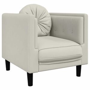 vidaXL Fauteuil met kussen fluweel cr&egrave;mekleurig