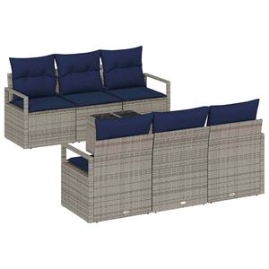 vidaXL Bankstel 7 st 6-Aantal zitplaatsen Grijs en Marineblauw