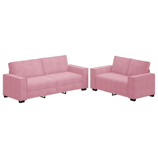 vidaXL 2-delige Loungeset met kussens fluweel roze