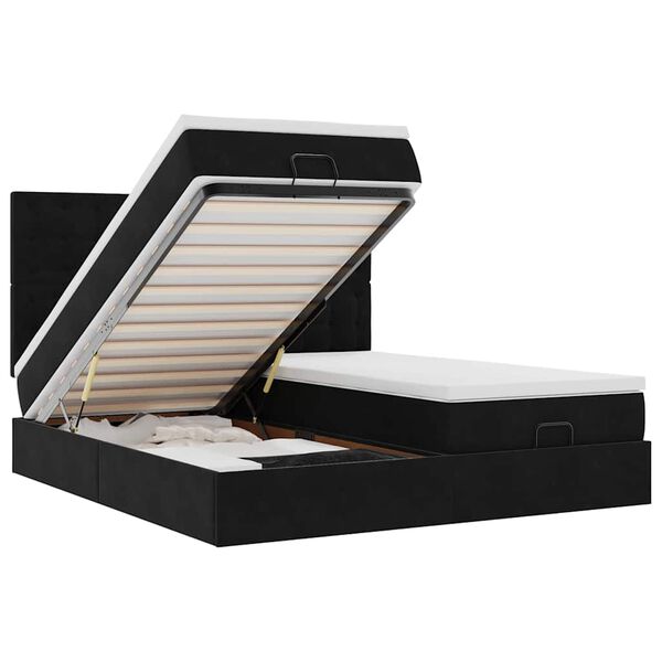 vidaXL Ottoman bed met matrassen en LED's 200x200cm fluweel zwart