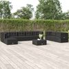 vidaXL 10-delige Loungeset met kussens poly rattan zwart