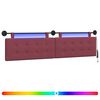 vidaXL Hangend hoofdbord Met LED-verlichting Wijnrood Stof