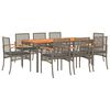 vidaXL 9-delige Tuinset met kussens poly rattan grijs