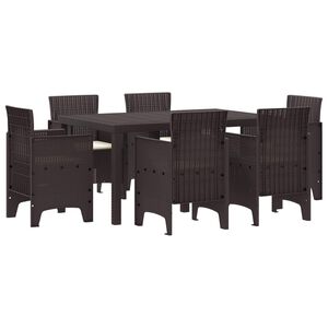 vidaXL Tuin Eetset 7 st Bruin Polt riet