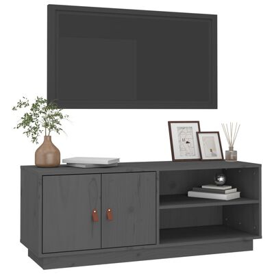 vidaXL Tv-meubel 105x34x40 cm massief grenenhout grijs
