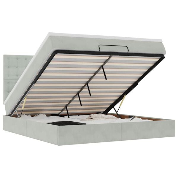 vidaXL Ottoman bed met matrassen 180x200cm fluweel lichtgrijs