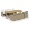 vidaXL 9-delige Tuinset met kussens poly rattan beige