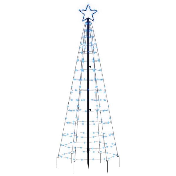 vidaXL LED-kerstboom met spikes 220 LEDs 180 cm blauw