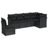 vidaXL 6-delige Loungeset met kussens poly rattan zwart