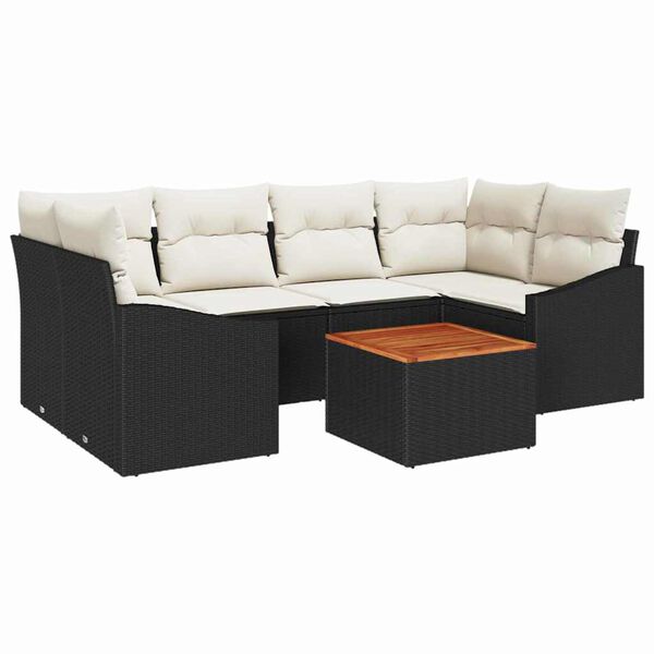 vidaXL Tuin Sofa Set 7 pcs Zwart en wit