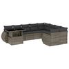 vidaXL 10-delige Loungeset met kussens poly rattan grijs