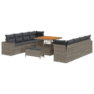 vidaXL Tuin Sofa Set 11 st Grijs poly rattan