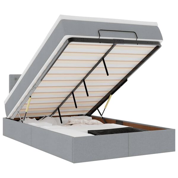 vidaXL Ottoman bed met matras en LED's 120x190 cm stof lichtgrijs