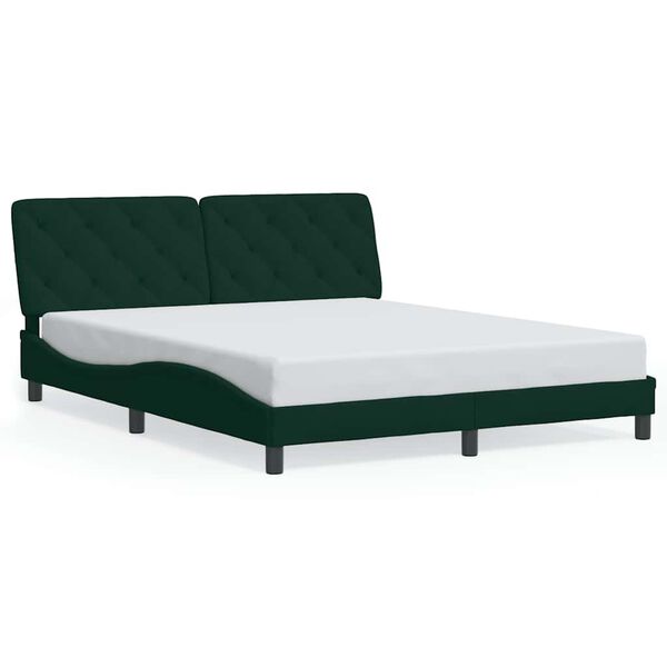 vidaXL Bedframe zonder matras 160x200 cm fluweel donkergroen