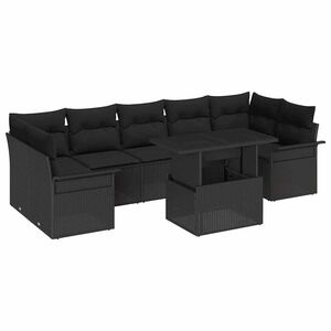 vidaXL Tuin Sofa Set 8 st Zwart [Synthetisch]: Poly Rattan