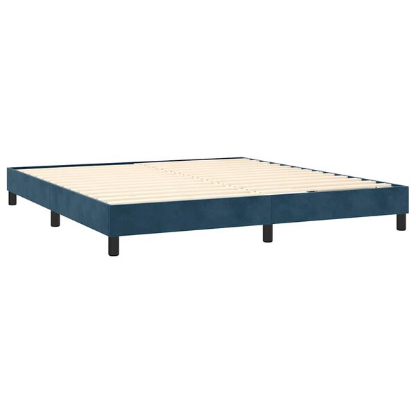 vidaXL Boxspring met matras fluweel donkerblauw 180x200 cm