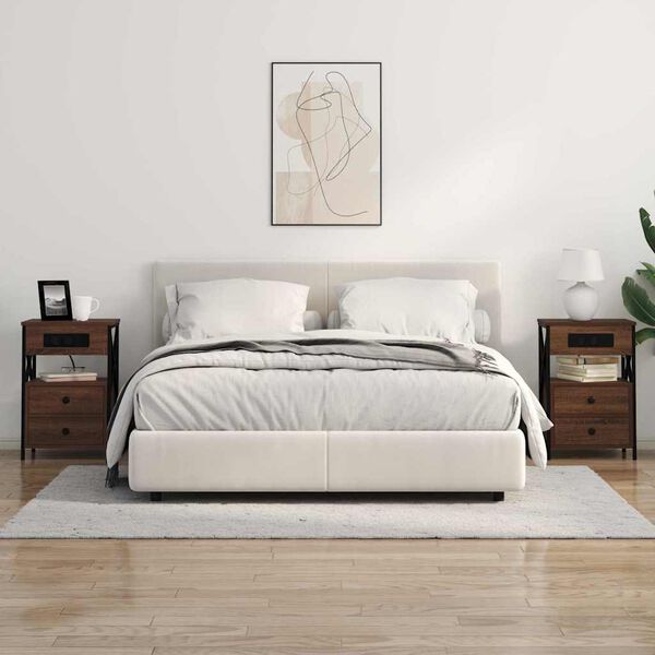 vidaXL Nachtkastje met lade Bruin Eiken 40 x 31 x 60 cm Bewerkt hout