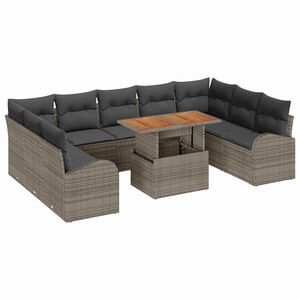 vidaXL Tuin Sofa Set 10 pcs Grijs Poly rattan en gepoedercoat staal