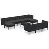 vidaXL 11-delige Loungeset met kussens poly rattan zwart