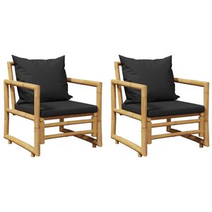 vidaXL Tuinstoelen met kussens 2 st bamboe
